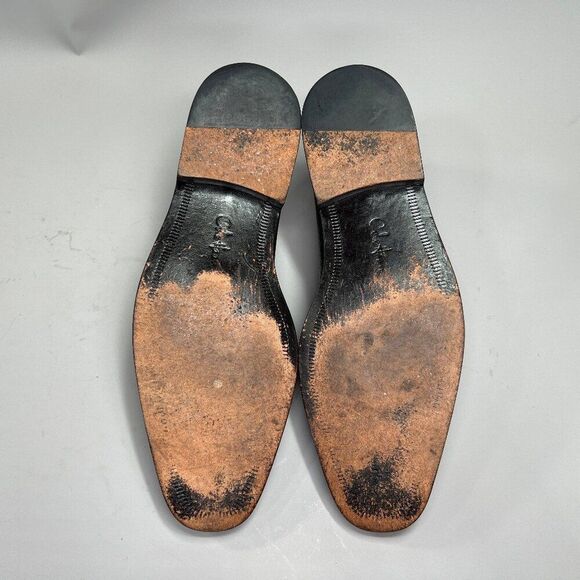 Cole Haan Loafers Men\'s Size 9.5 Black Leather Apron‎ Toe Slip On Dress Shoes